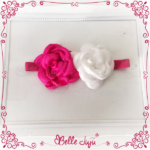 Bandolete/Fita Infantil Flor Fashion Pink/Branco