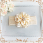 Bandolete/Fita Infantil de Flor Creme