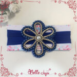 Fita Infantil flor Margarida de strass azul escuro