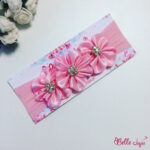 Bandolete/Fita Infantil "Beatriz" rosa com 3 flores