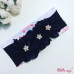 Bandolete/Fita Infantil "Beatriz" preta com 3 flores