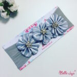 Bandolete/Fita Infantil "Beatriz" cinzenta com 3 flores