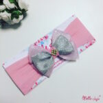 Bandolete/Fita Infantil "Belinda" rosa com prata